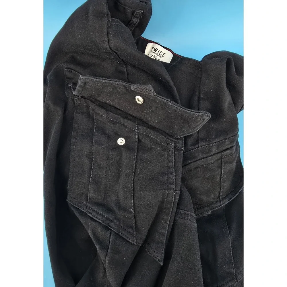 Twice Cargo Pants Men‎ Sz 34 Black Slim Fit Jogger Stretch Utility Grunge Skater
